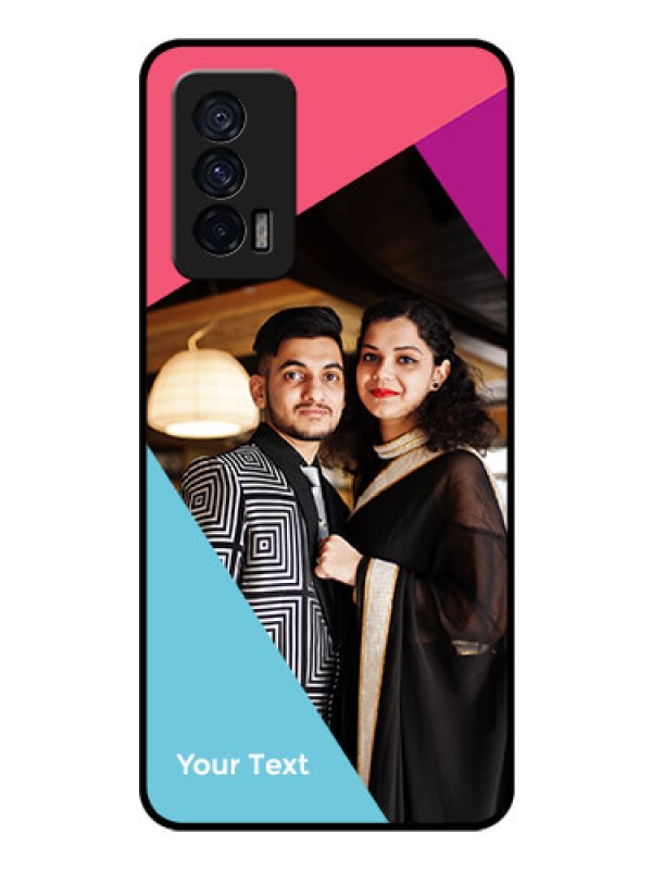 Custom iQOO 7 5G Custom Glass Mobile Case - Stacked Triple colour Design