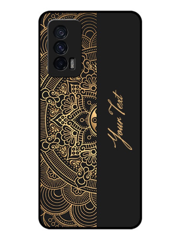 Custom iQOO 7 5G Photo Printing on Glass Case - Mandala art with custom text Design