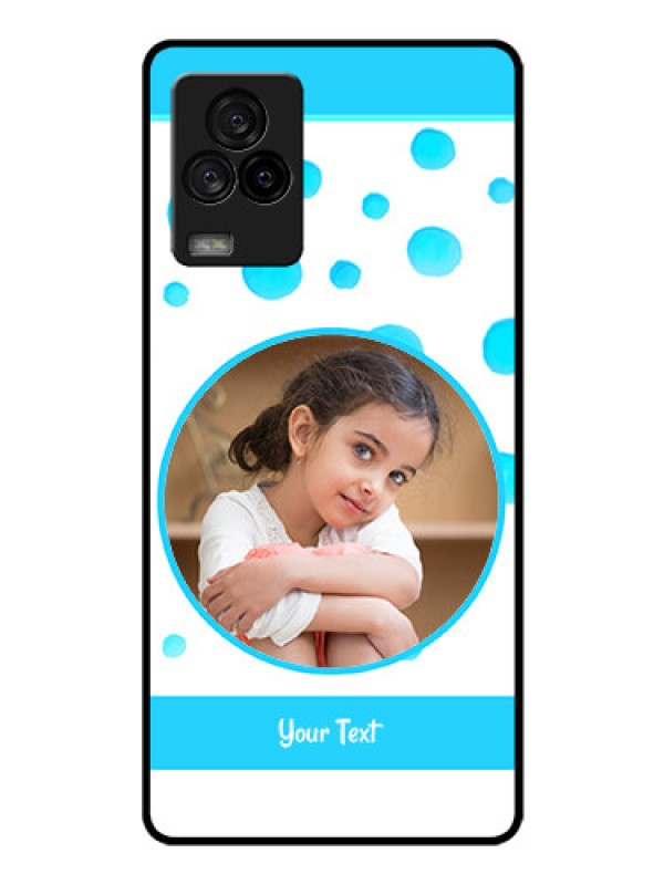 Custom iQOO 7 Legend 5G Photo Printing on Glass Case - Blue Bubbles Pattern Design