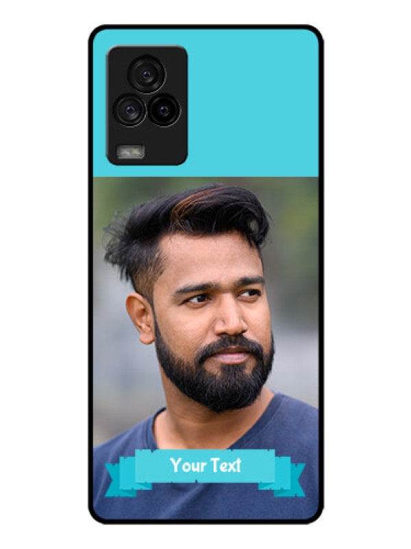 Custom iQOO 7 Legend 5G Personalized Glass Phone Case - Simple Blue Color Design