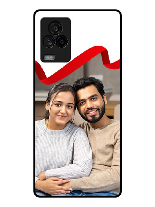 Custom iQOO 7 Legend 5G Photo Printing on Glass Case - Red Ribbon Frame Design