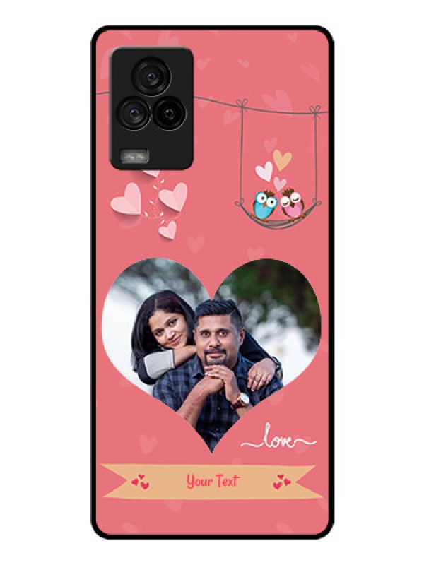 Custom iQOO 7 Legend 5G Personalized Glass Phone Case - Peach Color Love Design 