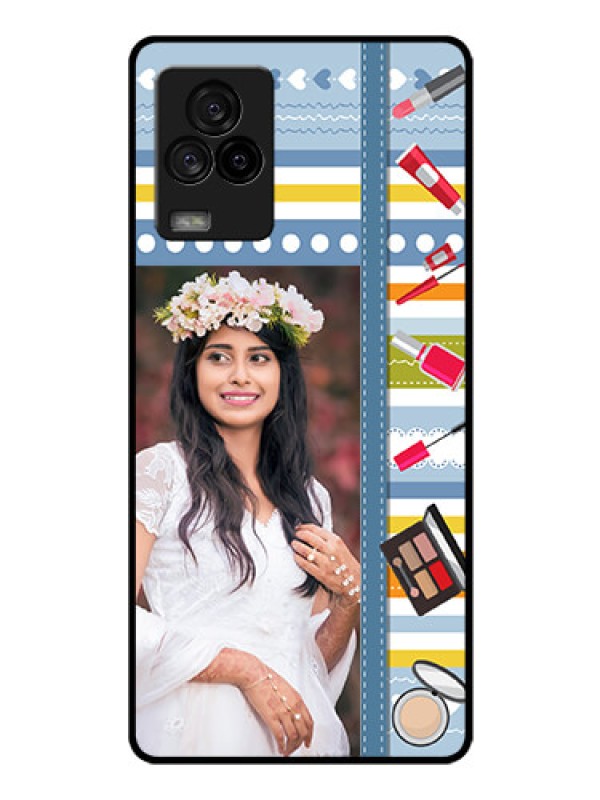 Custom iQOO 7 Legend 5G Personalized Glass Phone Case - Makeup Icons Design