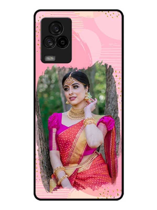 Custom iQOO 7 Legend 5G Personalized Glass Phone Case - Gold Glitter Splash Design