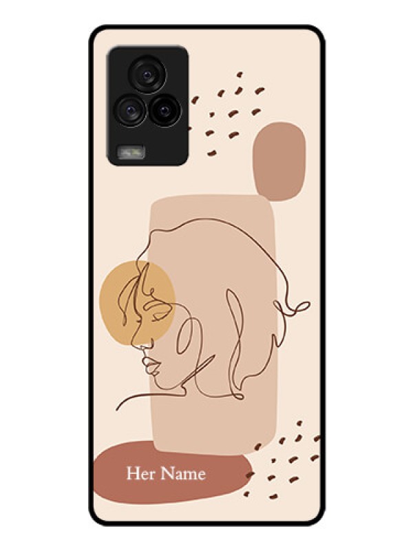 Custom iQOO 7 Legend 5G Photo Printing on Glass Case - Calm Woman line art Design