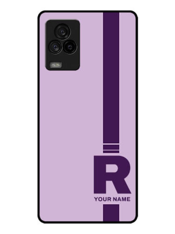 Custom iQOO 7 Legend 5G Photo Printing on Glass Case - Simple dual tone stripe with name Design