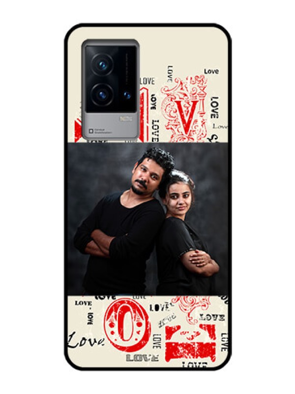 Custom iQOO 9 5G Photo Printing on Glass Case - Trendy Love Design Case