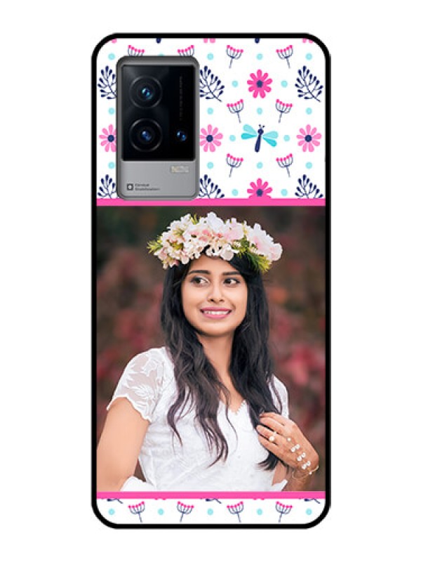 Custom iQOO 9 5G Photo Printing on Glass Case - Colorful Flower Design