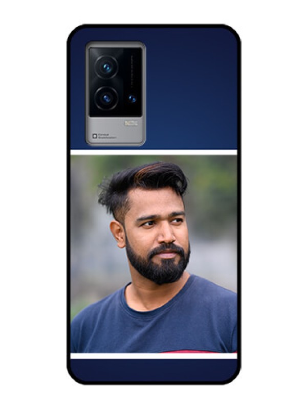 Custom iQOO 9 5G Personalized Glass Phone Case - Simple Royal Blue Design