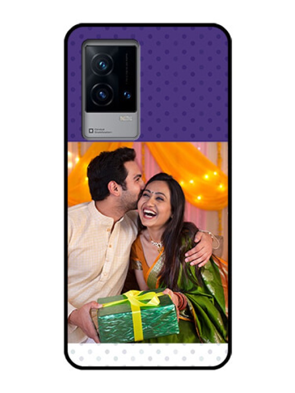 Custom iQOO 9 5G Personalized Glass Phone Case - Violet Pattern Design