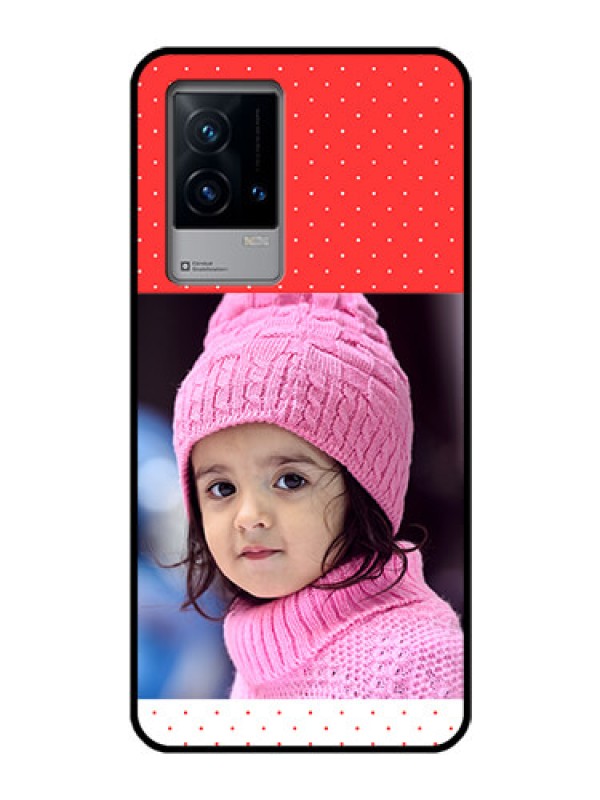 Custom iQOO 9 5G Photo Printing on Glass Case - Red Pattern Design