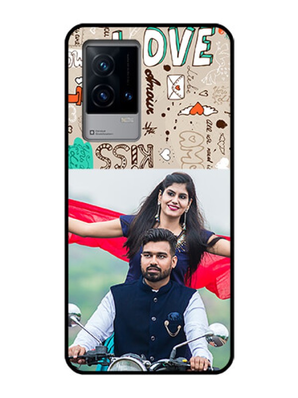 Custom iQOO 9 5G Custom Glass Phone Case - Love Doodle Pattern