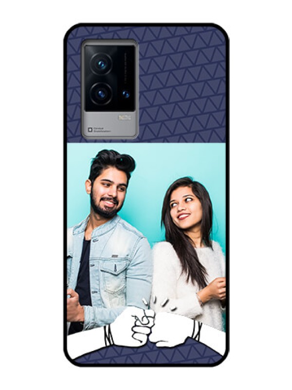 Custom iQOO 9 5G Photo Printing on Glass Case - with Best Friends Design