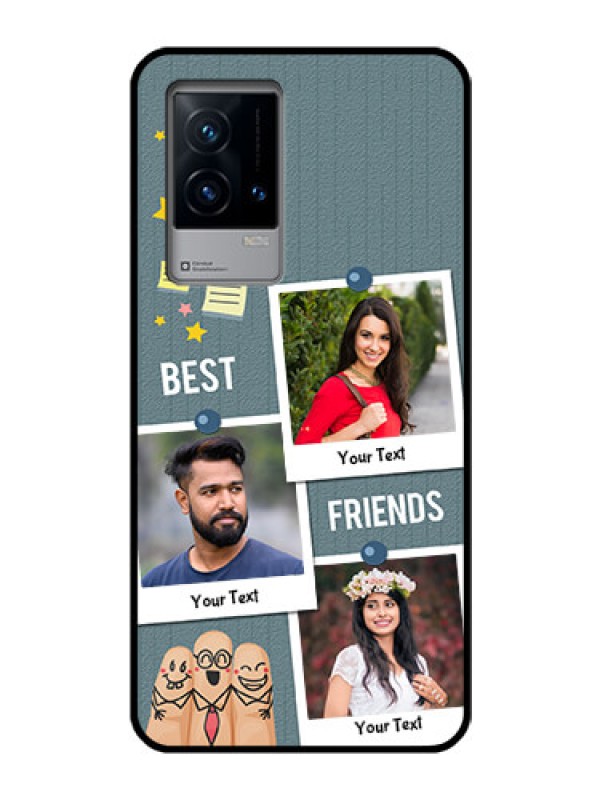 Custom iQOO 9 5G Personalized Glass Phone Case - Sticky Frames and Friendship Design