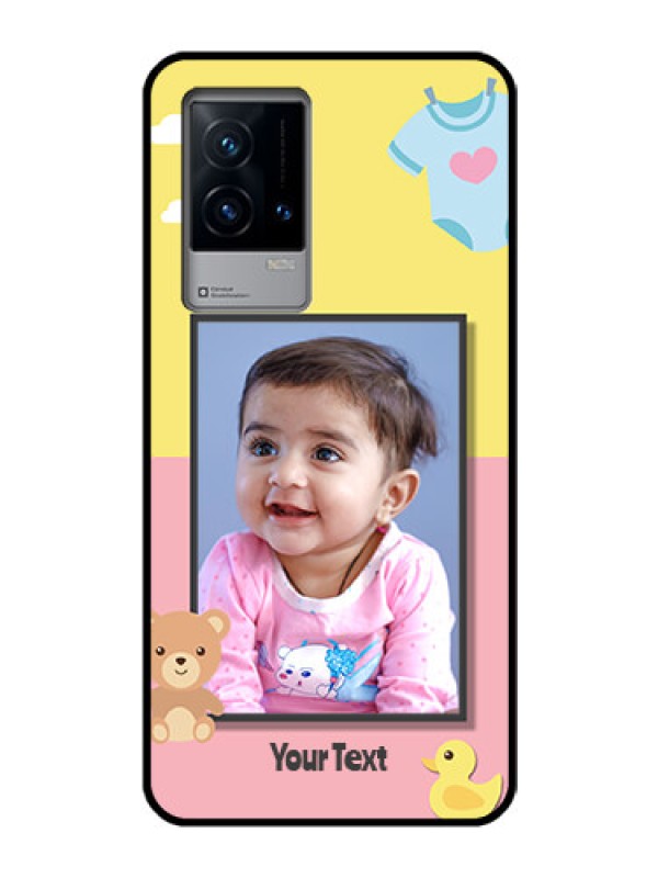 Custom iQOO 9 5G Photo Printing on Glass Case - Kids 2 Color Design