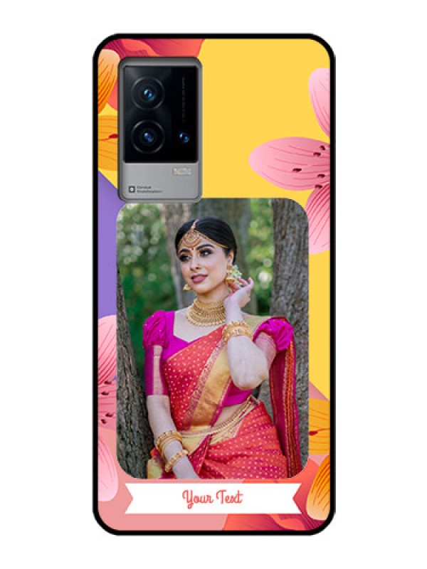 Custom iQOO 9 5G Custom Glass Mobile Case - 3 Image With Vintage Floral Design