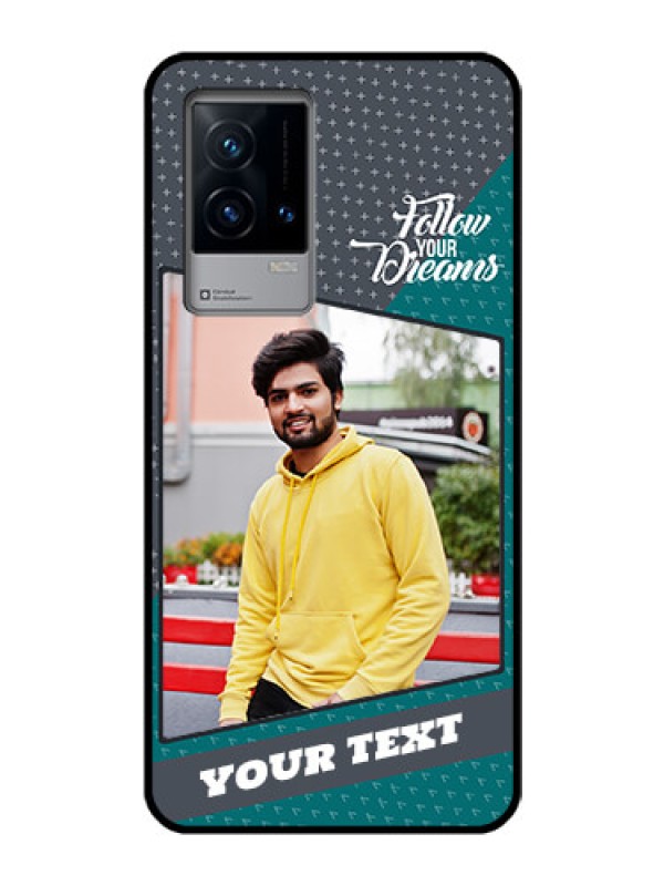 Custom iQOO 9 5G Personalized Glass Phone Case - Background Pattern Design with Quote