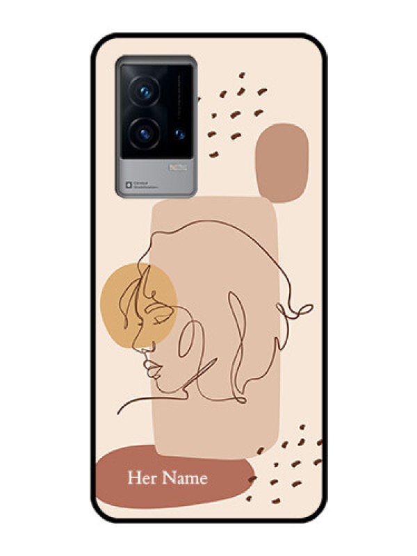 Custom iQOO 9 5G Photo Printing on Glass Case - Calm Woman line art Design