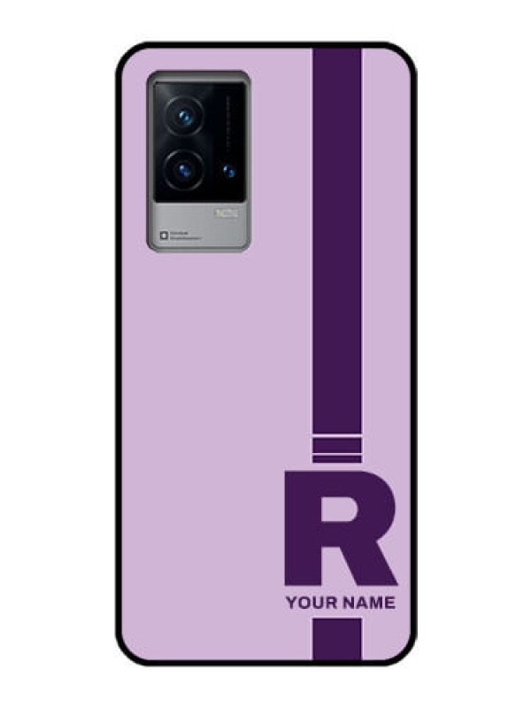 Custom iQOO 9 5G Photo Printing on Glass Case - Simple dual tone stripe with name Design