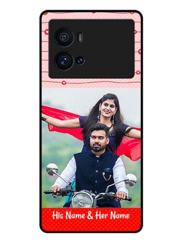 Custom iQOO 9 Pro 5G Personalized Glass Phone Case - Red Pattern Case Design