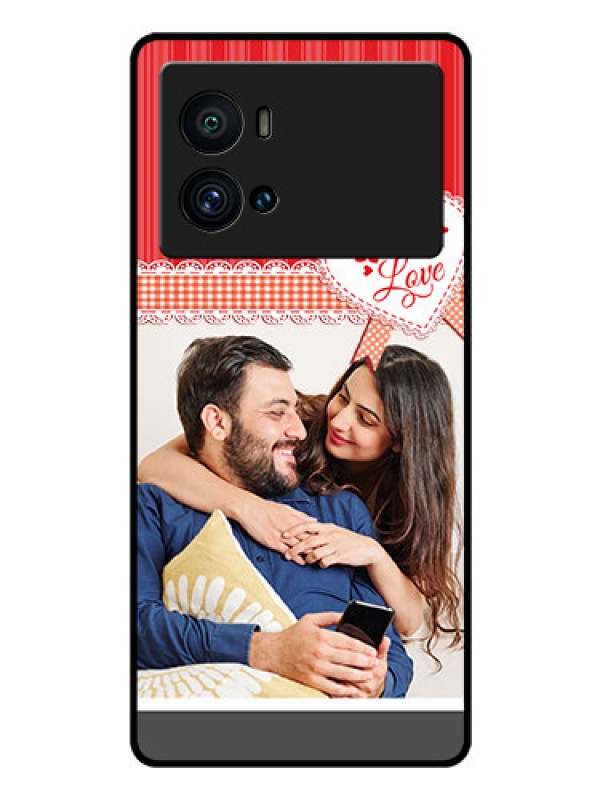Custom iQOO 9 Pro 5G Custom Glass Mobile Case - Red Love Pattern Design