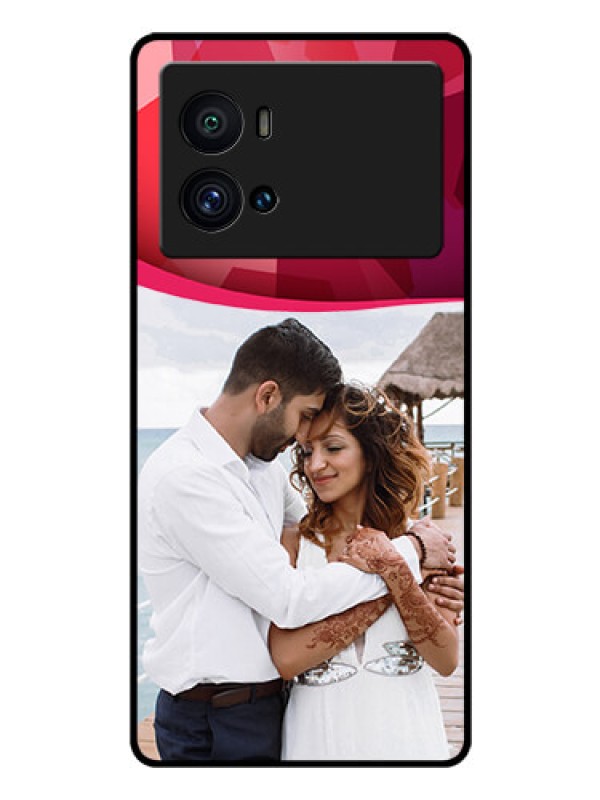 Custom iQOO 9 Pro 5G Custom Glass Mobile Case - Red Abstract Design