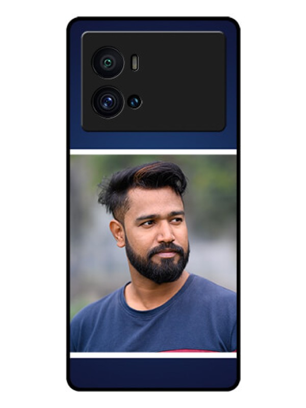 Custom iQOO 9 Pro 5G Personalized Glass Phone Case - Simple Royal Blue Design