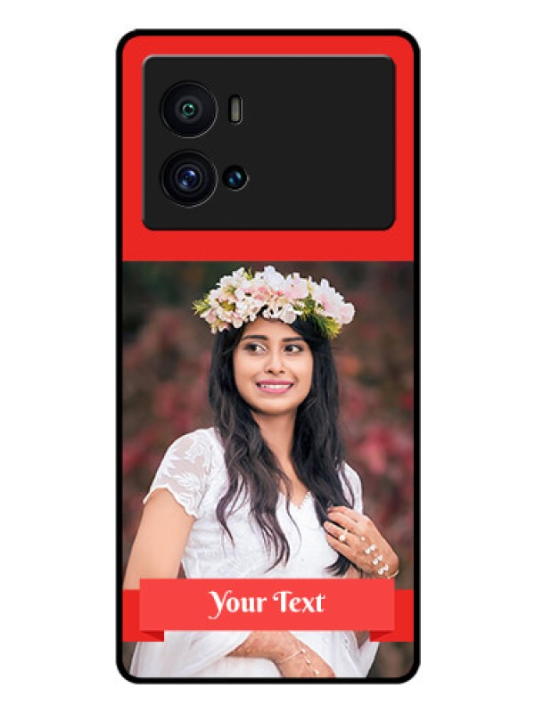 Custom iQOO 9 Pro 5G Custom Glass Phone Case - Simple Red Color Design