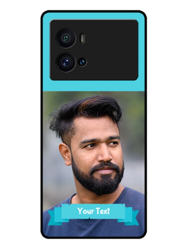 Custom iQOO 9 Pro 5G Personalized Glass Phone Case - Simple Blue Color Design