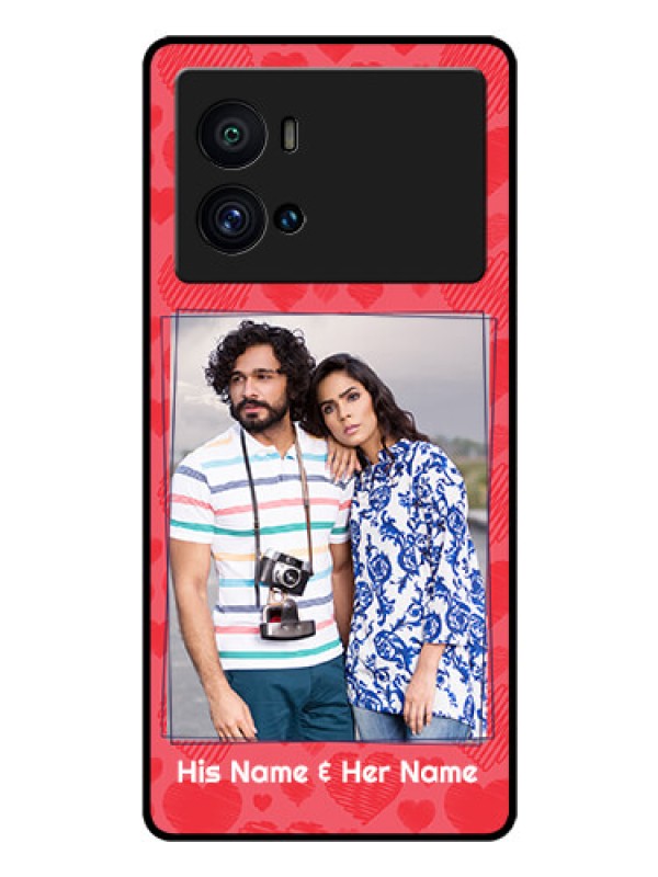 Custom iQOO 9 Pro 5G Photo Printing on Glass Case - with Red Heart Symbols Design