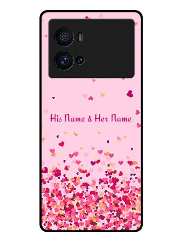Custom iQOO 9 Pro 5G Photo Printing on Glass Case - Floating Hearts Design
