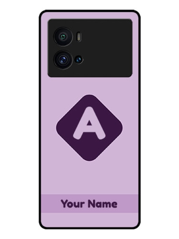 Custom iQOO 9 Pro 5G Custom Glass Mobile Case - Custom Letter in curved badge Design