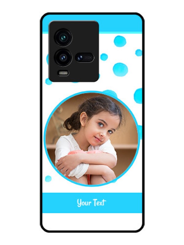 Custom iQOO 9T 5G Photo Printing on Glass Case - Blue Bubbles Pattern Design