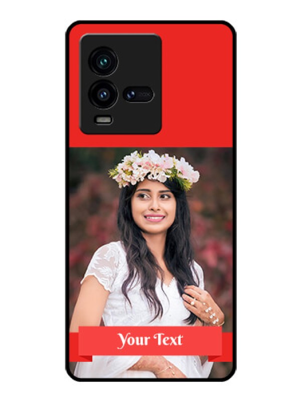 Custom iQOO 9T 5G Custom Glass Phone Case - Simple Red Color Design