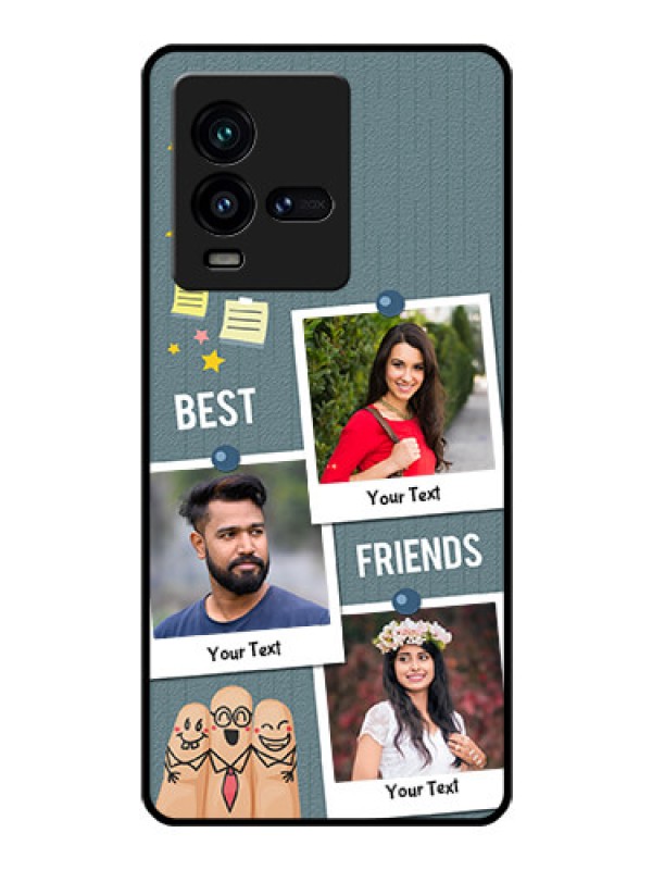 Custom iQOO 9T 5G Personalized Glass Phone Case - Sticky Frames and Friendship Design