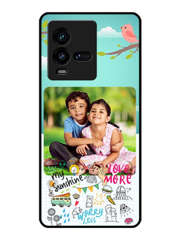 Custom iQOO 9T 5G Photo Printing on Glass Case - Doodle love Design