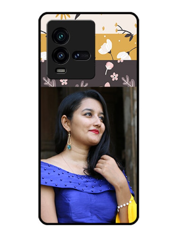 Custom iQOO 9T 5G Custom Glass Phone Case - Stylish Floral Design