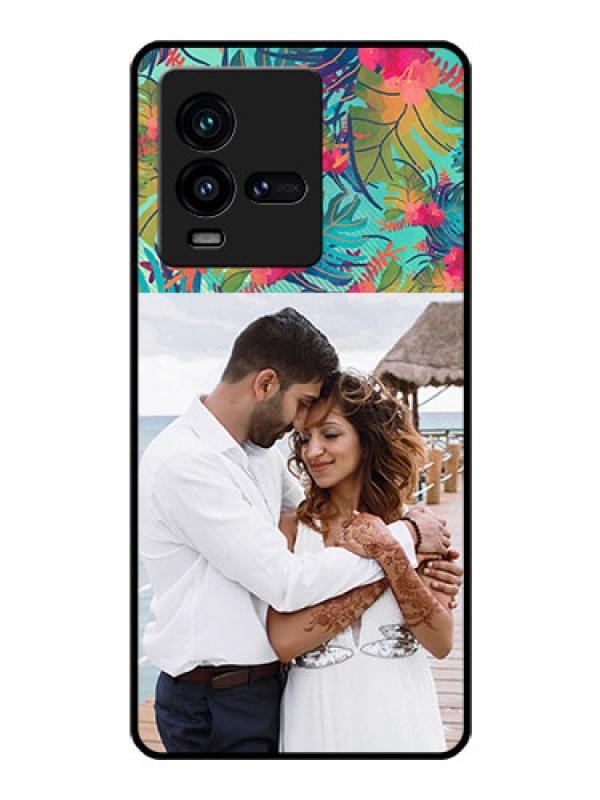 Custom iQOO 9T 5G Photo Printing on Glass Case - Watercolor Floral Design