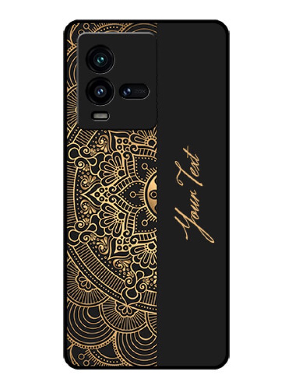 Custom iQOO 9T 5G Photo Printing on Glass Case - Mandala art with custom text Design