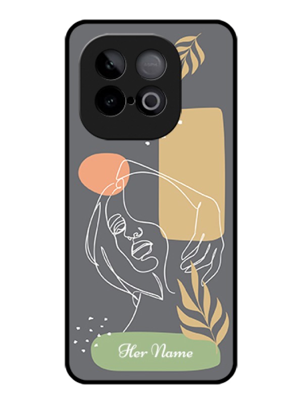 Custom iQOO Neo 10 5G Custom Glass Phone Case - Gazing Woman Line Art Design