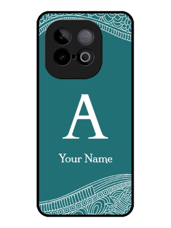 Custom iQOO Neo 10 5G Custom Glass Phone Case - Line Art Pattern With Custom Name Design