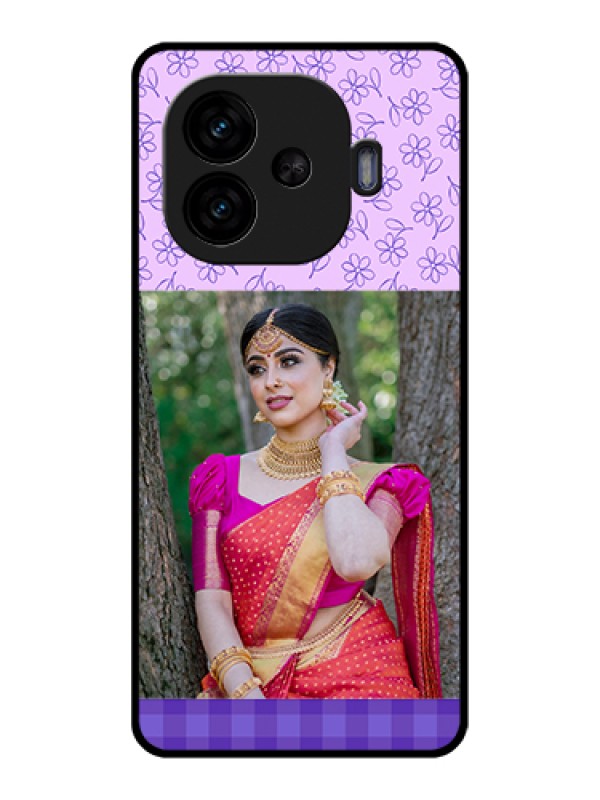 Custom iQOO Neo 10R 5G Custom Glass Phone Case - Purple Floral Design