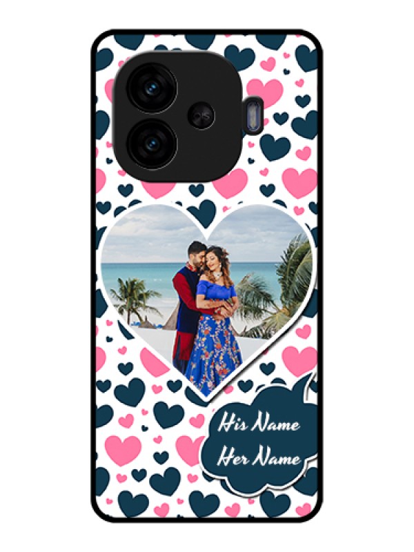 Custom iQOO Neo 10R 5G Custom Glass Phone Case - Pink & Blue Heart Design