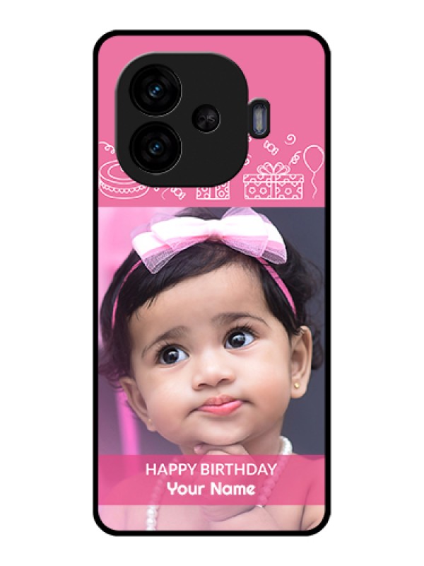 Custom iQOO Neo 10R 5G Custom Glass Phone Case - With Birthday Line Art Design