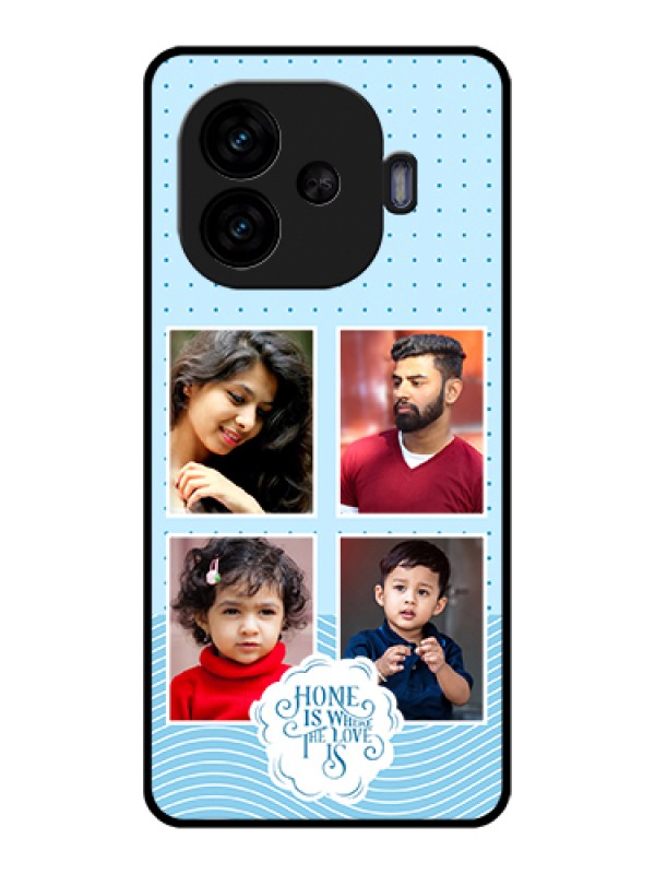 Custom iQOO Neo 10R 5G Custom Glass Phone Case - Cute Love Quote With 4 Pic Upload Design