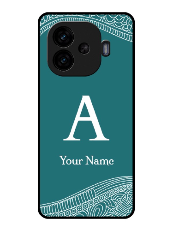 Custom iQOO Neo 10R 5G Custom Glass Phone Case - Line Art Pattern With Custom Name Design