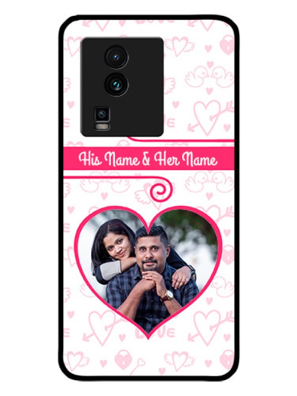 Custom iQOO Neo 7 5G Personalized Glass Phone Case - Heart Shape Love Design