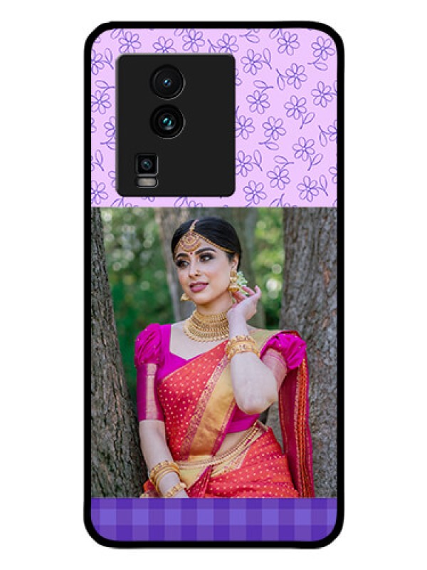 Custom iQOO Neo 7 5G Custom Glass Phone Case - Purple Floral Design