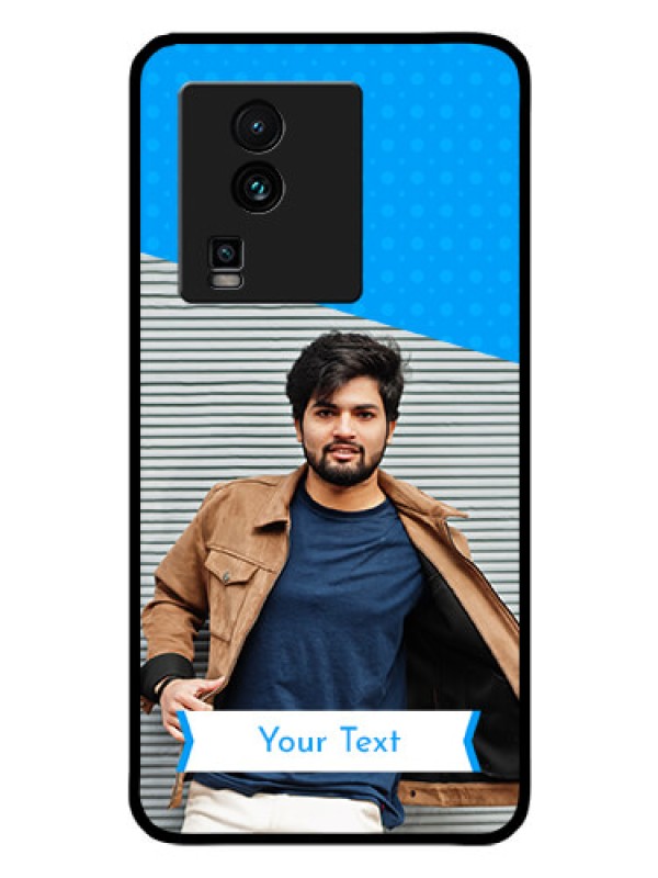 Custom iQOO Neo 7 5G Photo Printing on Glass Case - Simple Blue Color Design