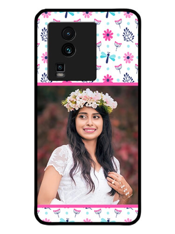 Custom iQOO Neo 7 5G Photo Printing on Glass Case - Colorful Flower Design